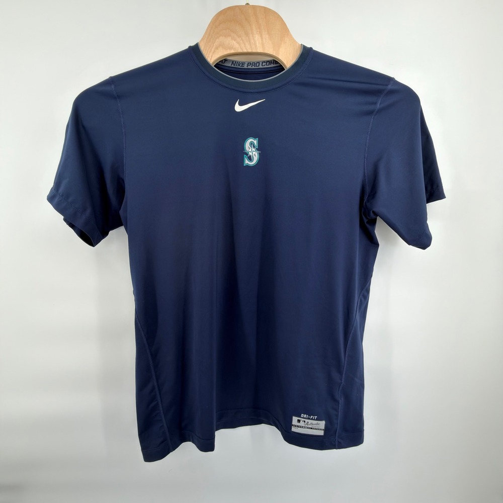 Nike Seattle Mariners Shirt Mens XL Navy Blue Pro Combat Dri-FIT MLB Fitted